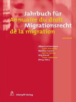 cover image of Jahrbuch für Migrationsrecht 2015/2016--Annuaire du droit de la migration 2015/2016